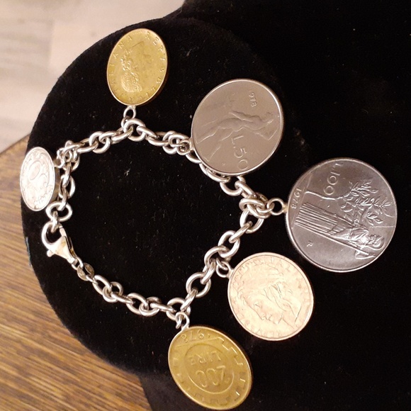 STERLING ITALIAN COIN BRACELET 925 - Picture 1 of 2